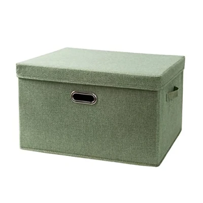 Immagine di Scatole per Armadio Biancheria in cotone lavabile tessuto Pieghevole Scatola di immagazzinaggio Bins Bin Organizzatore con cestino del
