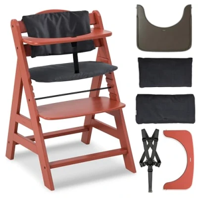 Immagine di hauck Seggiolone Alpha Plus con vassoio e imbottitura Sedia per bambini in legno a partire dai 6 mesi, regolabile Cork