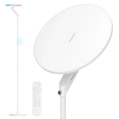 Immagine di Honeywell Lampada da terra a LED F2 Sunturalux™ con telecomando, 40W/3000LM Max, 2700K 5700K, 7 livelli dimmerabile Torchiere alta e 6 modalità RGB per soggiorno, camera