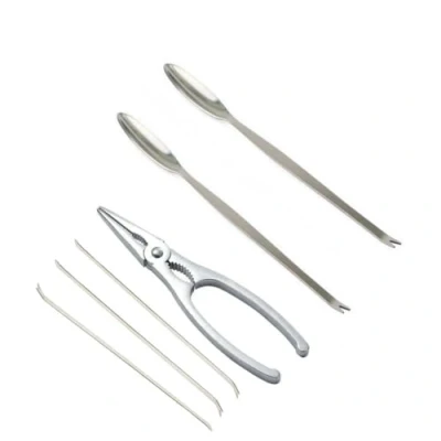 Immagine di Crostacei Pinza per Aragoste e Scampi, Apri Granchio Astice 17cm, incluso Forchette, Argento Lucidato (SET 6PCS)