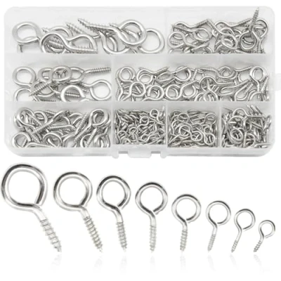Immagine di Hocansen 280 Pezzi Bulloni a Occhiello Set di combinazioni Occhio Ganci Avvitabili con Filettatura Le Viti ad occhiello, Vite per Legno e Artigianato.