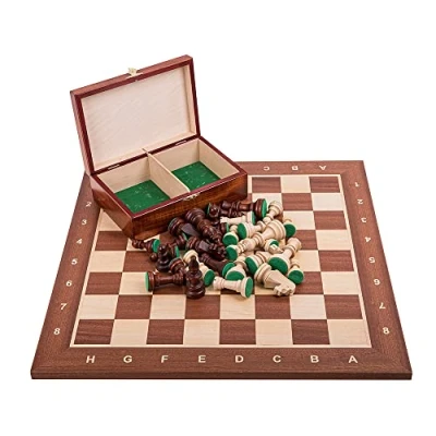 Immagine di SQUARE Pro Scacchi in legno Set No 6 MOGANO Scacchiera + Staunton