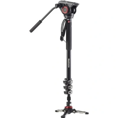Immagine di Manfrotto Monopiede Video XPRO+, Asta di Supporto per Fotocamera e Videocamera con Testa Video, 4 Sezioni in Alluminio Base Fluida, Accessori Fotografici Creazione Contenuti, Vlogging