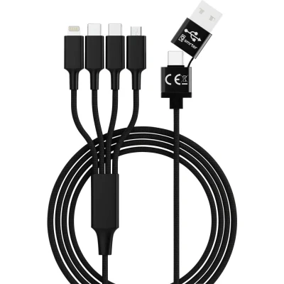 Immagine di Smrter Cavo di ricarica USB Spina A, C®, Connettore Apple Lightning, Micro B 1.20 m Nero SMRTER_ELITE_C_BK