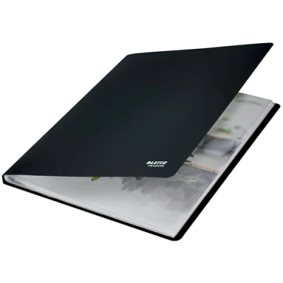 Immagine di Leitz Portalistino, Formato A4, 40 Tasche Fisse in Plastica, Capacità 80 Fogli, 100% Riciclabile, Ecologico, Gamma Recycle, Nero, 46770095