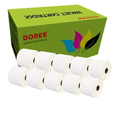 Immagine di DOREE 10 rotoli di etichette termiche dirette, 102 x 210 mm, per Zebra GK420D, GX420D, GK420T, stampa termica rotolo, nucleo 25 nero su bianco,