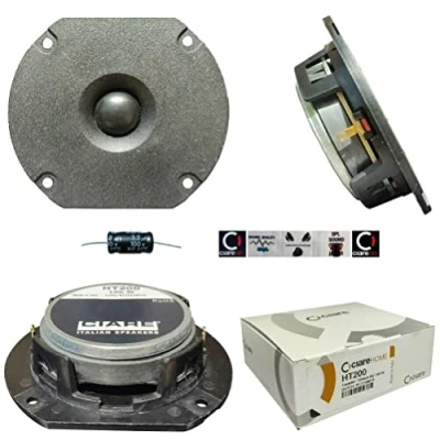 Immagine di 1 CIARE HT200 dome tweeter driver a cupola nero 60 watt rms 100 max da 9,00 x 8,00 cm 90 80 mm 3,6&quot; 3,2&quot; impedenza 8 ohm db casa, pezzo + condensatore e 5 sticker omaggio