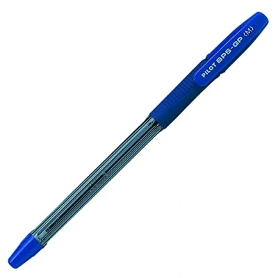 Immagine di Set di 12 PENNA A SFERA punta media inchiostro blu corpo trasparente con Grip antiscivolo + Cappuccio PILOT BPS GP
