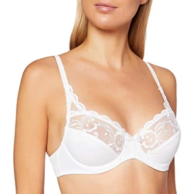 Immagine di Playtex Reggiseno con Ferretto in Microfibra Essential Elegance Broderie Donna x1, Bianco, 40 / 6C