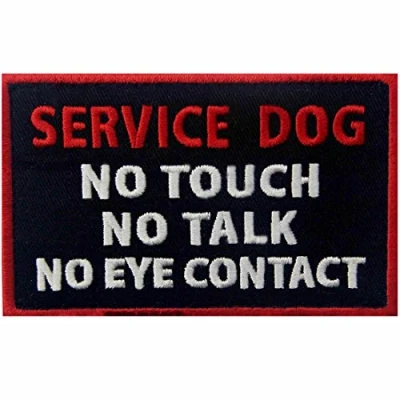 Immagine di Servizio Dog No Touch Talk Occhio Contatto Gilet/Imbracature Emblema con Fissaggio Chiusura a uncino e asola Ricamata Toppa
