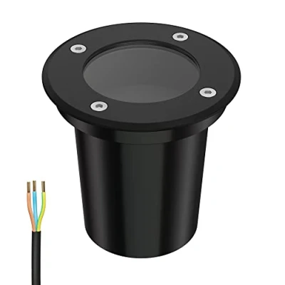 Immagine di ledscom.de luce da incasso a terra BOLI per esterni, IP67, nero, rotondo, 108mm Ø, 1x GU10 max. 15W, sentiero, terra, faretto giardino, esterno,