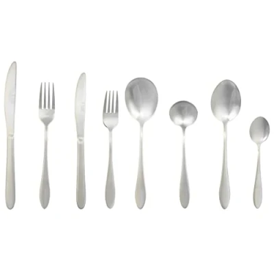 Immagine di Russell Hobbs Combo 8795 Set di posate Lisbona, 88 pezzi, in acciaio inossidabile, utensili da tavola per 12 persone, lavabili lavastoviglie, forchette/coltelli/cucchiai e 4 cucchiai portata