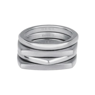 Immagine di Breil, Collezione New Tetra, Set di 4 Anelli Donna in Acciaio Lucido e Satinato Ideali da Indossare Insieme o Separatamente, Colore Silver, Misura 16, Gioielli Ragazza