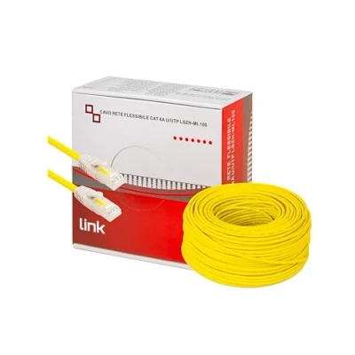 Immagine di LINK LK6A100Y Matassa cavo rete Categoria 6A non schermato UTP AWG24 Halogenfree Flessibile COLORE GIALLO MT.100, intestato da ambo i lati