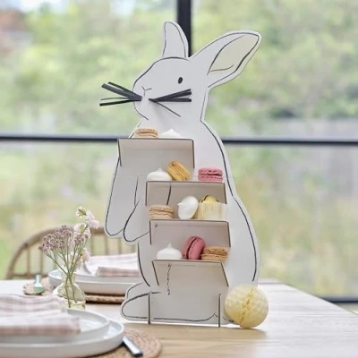 Immagine di Ginger Ray Coniglietto pasquale con coda a nido d&#039;ape, supporto da tavolo per feste, panini e torte, 50 cm x 24,3
