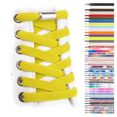 Immagine di SULPO Lacci scarpe elastici con chiusura rapida in metallo senza legatura piatti silicone nodo per adulti e bambini Stringhe elastiche