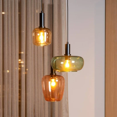 Immagine di Lucide Lampada a sospensione Ilona, vetro, multicolore, Ø 30 cm, 3 luci