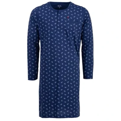 Immagine di Henry Terre Camicia da notte uomo, a maniche lunghe, con colletto alto, taglie M 3XL, blu navy, XXL
