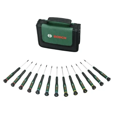 Immagine di Bosch set di cacciaviti precisione 13 pz. (acciaio extraduro S2 per fai da te, modellismo e artigianato; punta precis. magn.; PH/TX/HEX/SL; dimens. con cod. crom.; Softgrip)