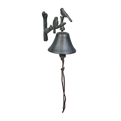 Immagine di Relaxdays Campanella da Parete in Ghisa, Campana Appendere, con Corda, Design Vintage, 20 x 10 13 cm, Verde Scuro, 100%