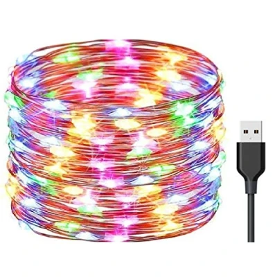 Immagine di Exporee 20m ha Condotto Le luci della Stringa 200 LEDs USB Alimentato, di Filo Rame Fata Impermeabile per Recinzione Patio, Albero da Giardino, Natale, colorato