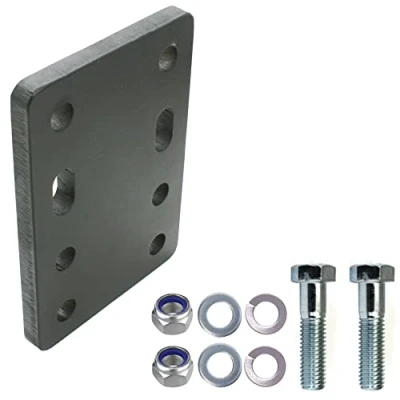 Immagine di Piastra adattatore universale per regolazione dell&#039;altezza 4 x 90 del gancio di traino sfere a 2 fori mm AHK Bock (4 45 con set viti M16, Bock)