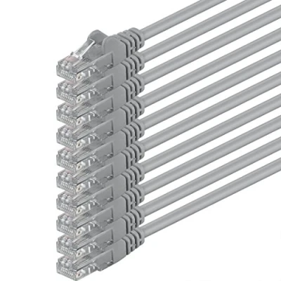 Immagine di 2m grigio 10 pezzi Rete Cavi Cat6 CAT 6 250MHz non contiene alogeni compatibile con 5e / CAT6a CAT7 100 1000 10000 Mbit s per switch, router, modem, Patchpannel, Access Point, pannelli di permutazione
