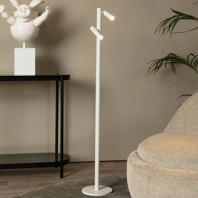 Immagine di Lucide Lampada LED da pavimento Antrim, bianca, a 2 luci, IP54, dimmerabile