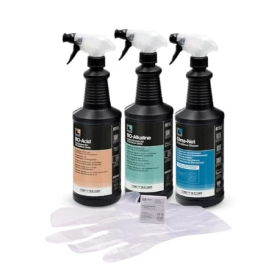 Immagine di Errecom Kit pulizia completa climatizzatori, include Clima Net 1L per unità interna e filtri, Bio Acid Alkaline con tensioattivi biodegradabili esterna, guanti