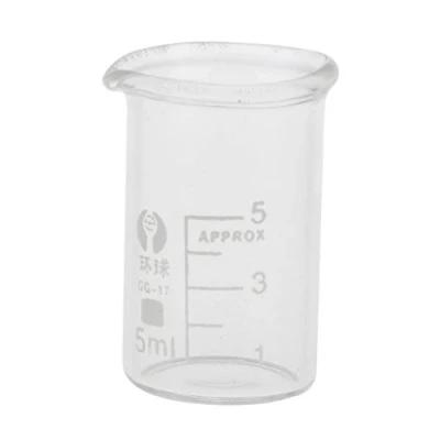 Immagine di Vetro dosatore graduato anti calore, strumento di misurazione Becher per laboratorio chimico, trasparente, 5 ml