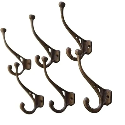 Immagine di Homezone® 5PC stile vintage marrone in ghisa a parete scroll appendiabiti con ganci Home Storage rack da parete. Rustico decorazione della casa o giardino scultura