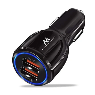 Immagine di Maclean MCE478 Caricabatteria Da Auto USB a 2 slot Accendisigari 12 24V Quick Charge 3.0 2x connessioni 1x QC3.0 fino 30W 3.1A Smartphone Tablet GPS MP3 MP4 (Nero)