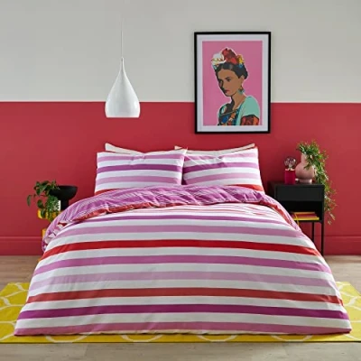 Immagine di Fusion Carlson Stripe Set copripiumino reversibile Letto singolo in rosa