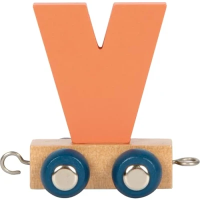 Immagine di small foot Lettera Polare V, Trenino in Legno combinabile a Piacere, da Decorare e Regalare, 12592, Multicolore, V