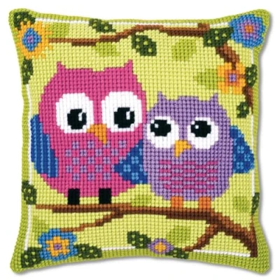 Immagine di Vervaco Cuscino a Punto Croce con Gufi, Colore: Multicolore