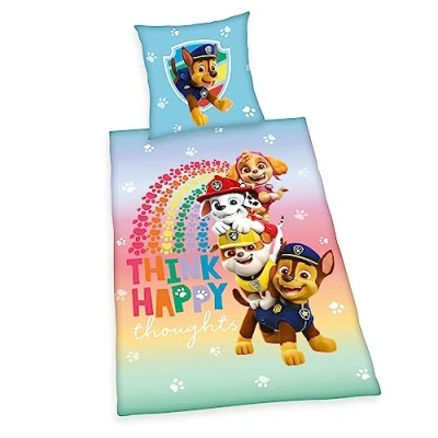 Immagine di Herding Set di Biancheria da Letto, Paw Patrol, Federa 80 x cm con Bottoni e Motivo Reversibile, Copripiumino 135 200 Chiusura a Bottoni, 100% Cotone/Linone
