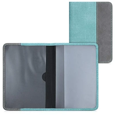 Immagine di kwmobile Custodia similpelle per Libretto Circolazione Auto Cover Portalibretto con Scomparti Tessere Patente Foderina Porta Documenti menta/grigio scuro