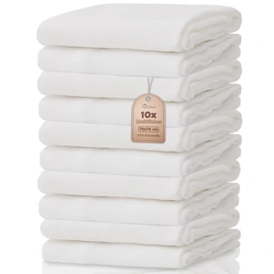 Immagine di NatureMark 10 panni, pannolini, panni per il ruttino, lavabili, circa 70 x cm, 100% cotone, testato contro le sostanze nocive, conforme all’Oeko Tex Standard 100, bianco