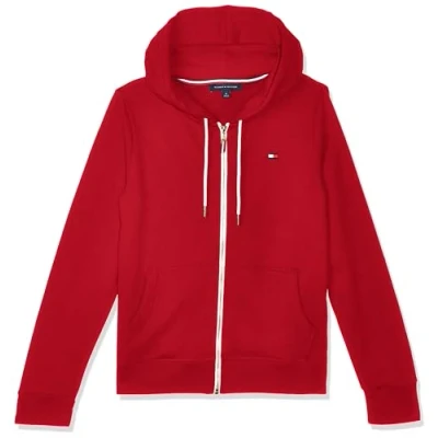 Immagine di Tommy Hilfiger Zip up Classic Sweatshirt for Women with Drawstrings And Hood Felpa con Cappuccio, Scarlatto, L (Pacco da 7) Donna