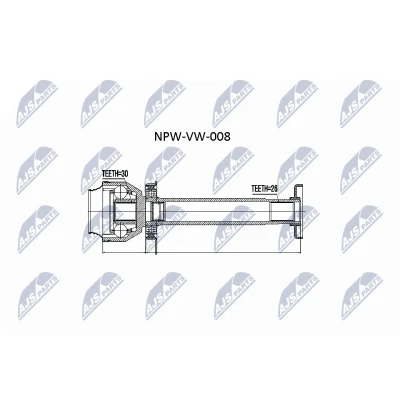 Immagine di NTY NPW VW 008 Kit Giunto Omocinetico cambio manuale sul lato del VOLKSWAGEN: Transporter 5, Multivan 5 (7HM, Bus