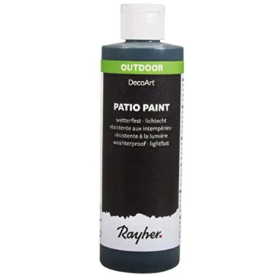 Immagine di Rayher patio paint, vernice acrilica per esterni, super coprente, resistente alle intemperie, colore nero, 236ml, 38611576