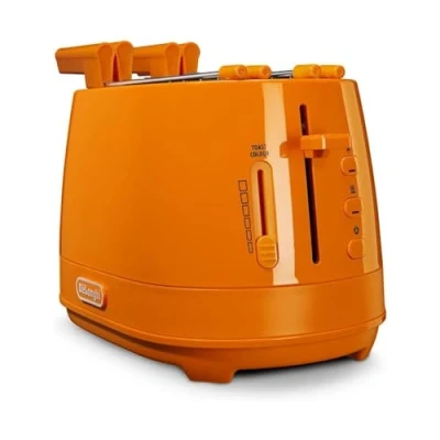Immagine di De&#039;Longhi CTLAP2203.O Tostapane con Pinze, Controllo Progressivo del Grado di Tostatura, Indicatori Luminosi, Cassetto Raccoglibriciole, Piedini Antiscivolo, 550 Watt, Plastica, Arancione