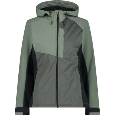 Immagine di CMP Giacca da donna con cappuccio fisso in softshell melange, B. Blue Bianco, 42