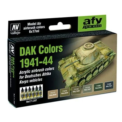 Immagine di Vallejo AV Model Air Set DAK Colors 1941 1944 Vernici da Utilizzare con Un aerografo, Multicolore, 17ml, 102 unità