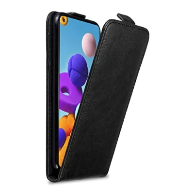 Immagine di Cadorabo Custodia compatibile con Samsung Galaxy A21s in NERO DI NOTTE Protezione Stile Flip Chiusura Magnetica Case Cover Wallet Book Etui