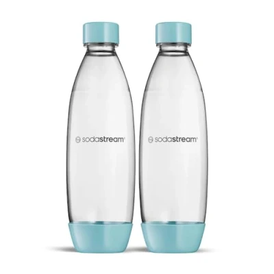 Immagine di sodastream 2 Bottiglie Fuse Lavabili In Lavastoviglie per Gasatore DUO, TERRA, E ART, GAIA, colore azzurro chiaro