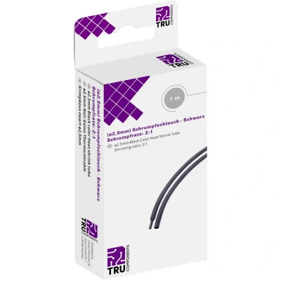 Immagine di TRU COMPONENTS T1904CA028 Termoretraibile senza colla Nero 2.50 mm 1.30 Restringimento:2:1 1 m