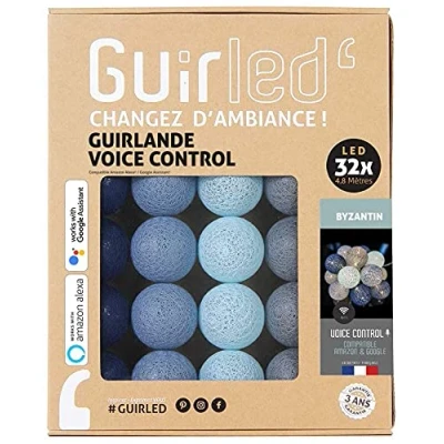 Immagine di GuirLED Ghirlanda luminosa con Sfere in cotone LED USB, controllo vocale Amazon Alexa &amp; Google Assistant Programmabile all&#039;infinito Adattatore CA 2xUSB incluso 32 da 3,2 m Byzantin