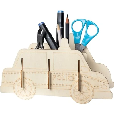 Immagine di Pebaro 477/4 Set auto della polizia, 3D, puzzle, piano in legno pretagliato, con carta vetrata, a incastro, pronto per essere utilizzato come idea regalo,