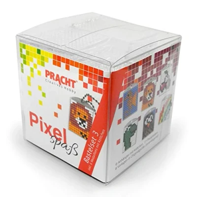 Immagine di Pracht Creatives Hobby Pixel P90010 63501 Divertente Set 3 per Bambini, Semplice Sistema a innesto con Piccole Pietre in bioplastica Creare 6 Portachiavi (medaglioni), Senza Stirare e incollare